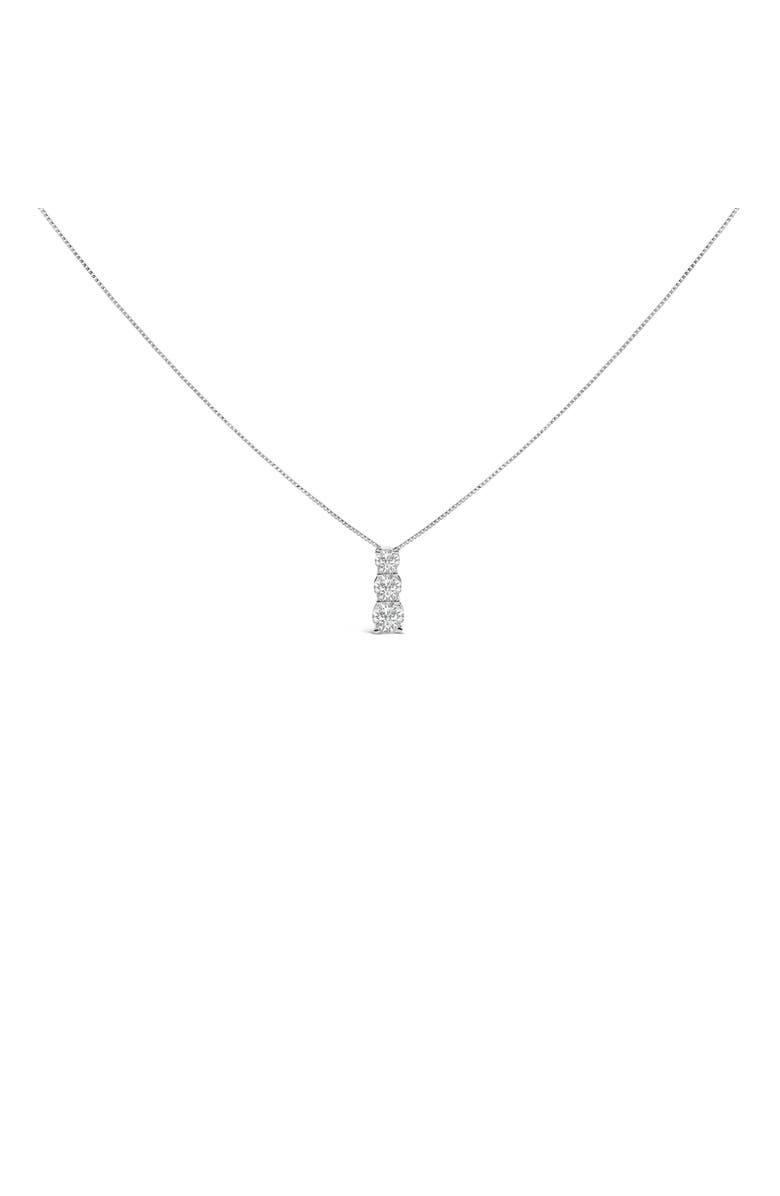 Haus of Brilliance 14K Gold 1/2 Cttw Lab Grown Diamond Three Stone Pendant Necklace, Main, color, White
