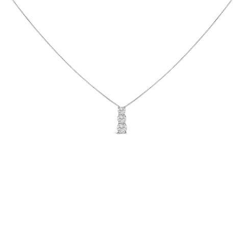 14K Gold 1/2 Cttw Lab Grown Diamond Three Stone Pendant Necklace