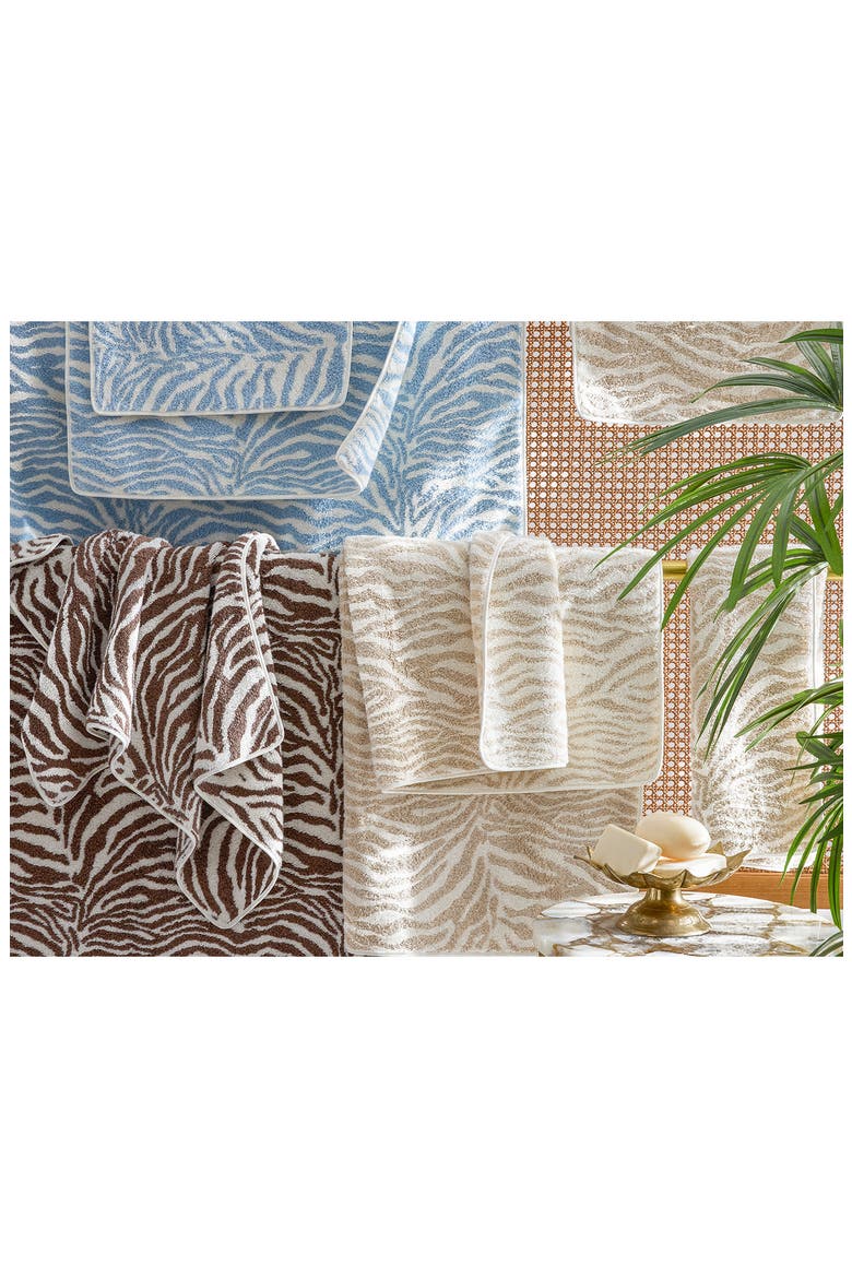 Regine Zebra Stripe Cotton & Linen Towel, Alternate, color, HYDRANGEA