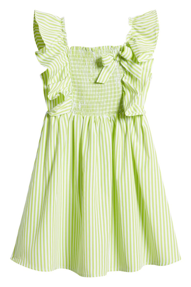 Kids' Smocked Striped Dress, Main, color, LIME