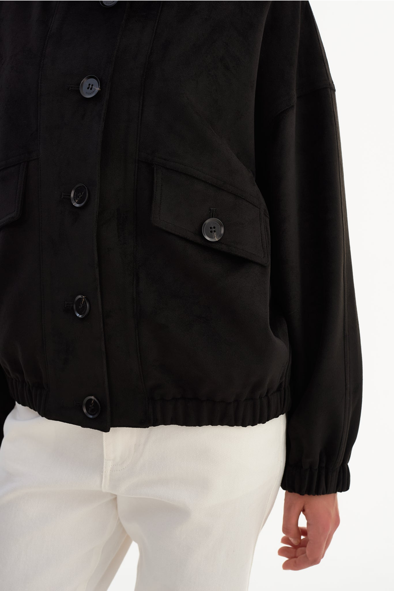 Fidelina | Faux Suede Bomber Jacket, Alternate, color, Black