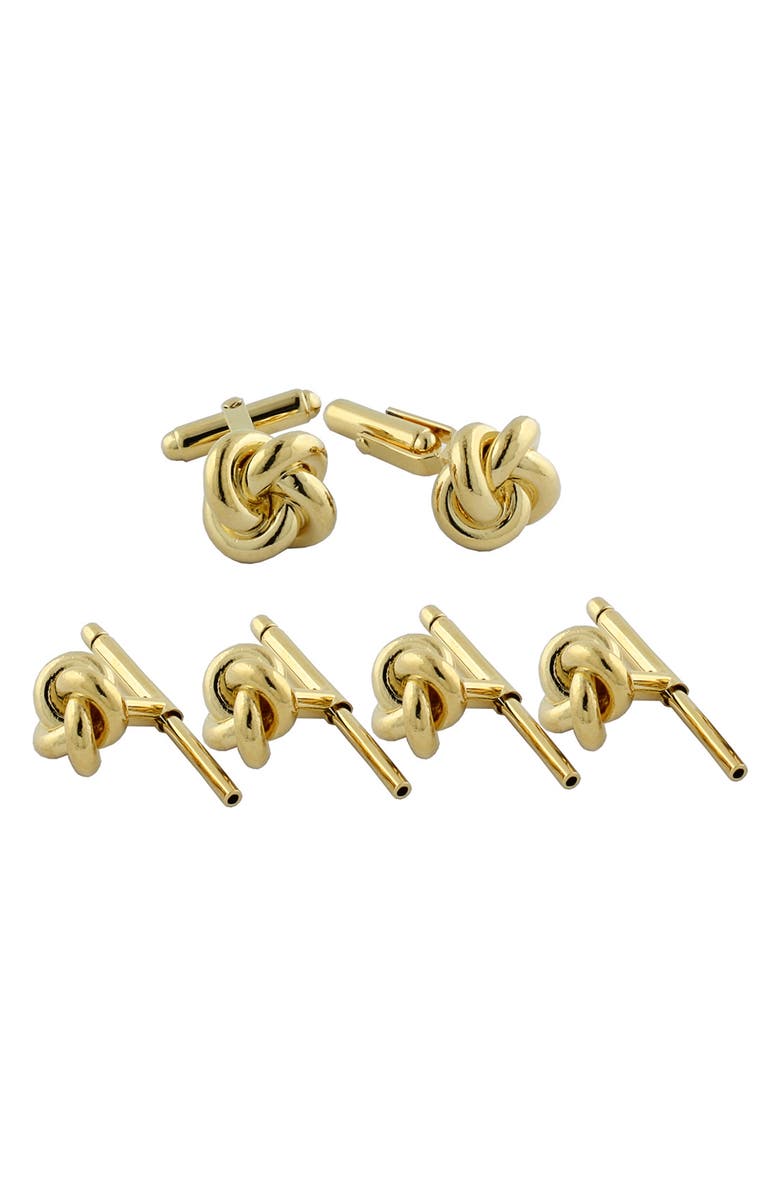 David Donahue Knot Cuff Link & Stud Set, Main, color, 