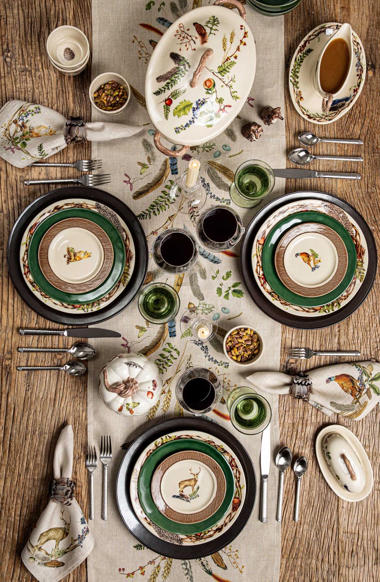 Juliska Forest Walk Linen Table Runner, Alternate, color, Caf Au Lait