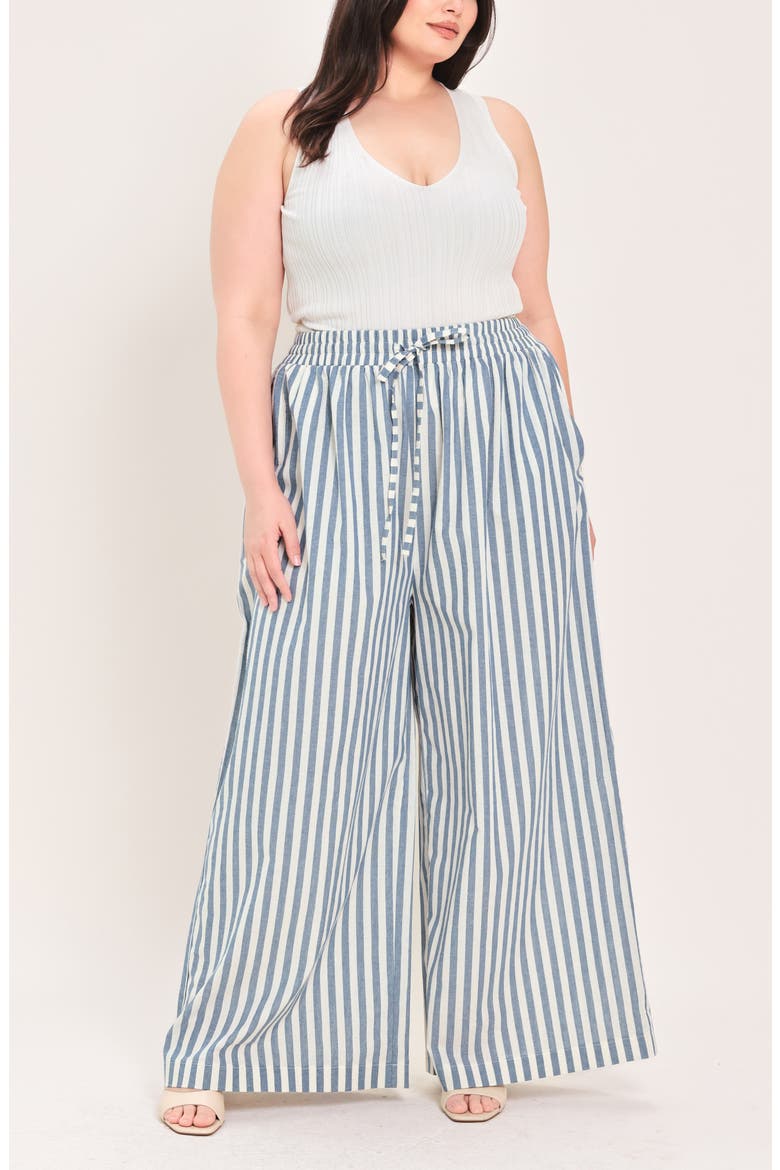 Striped Relaxed Wide Leg Pants, Alternate, color, BLUE/ NATURAL
