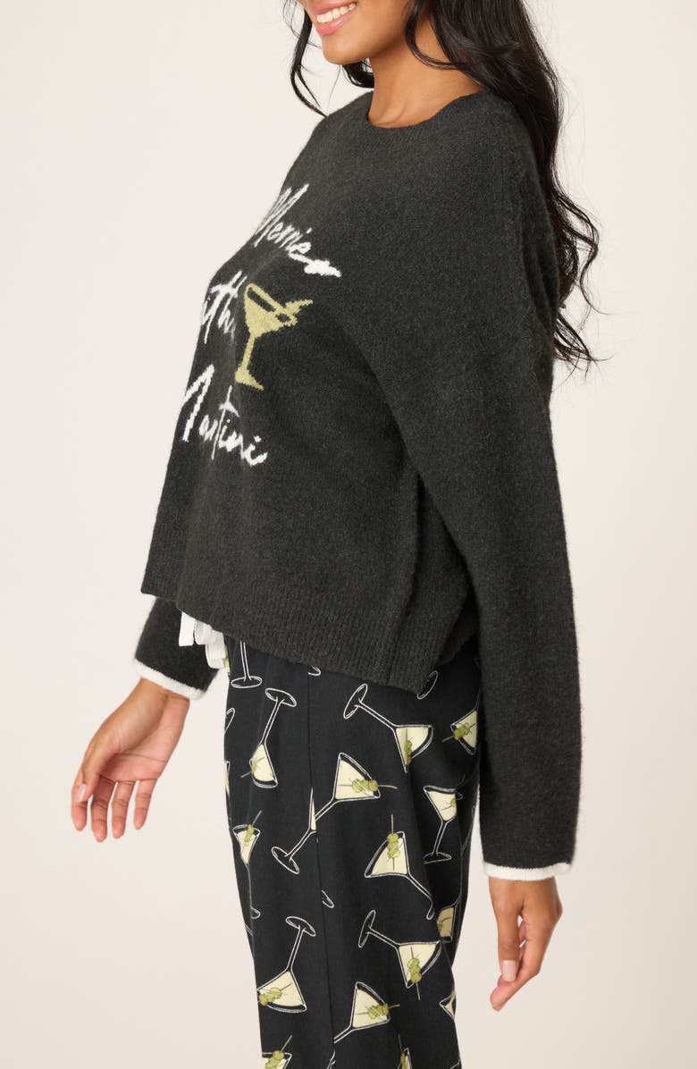 PJ Salvage Merrier with a Martini Oversize Lounge Sweater, Alternate, color, Black