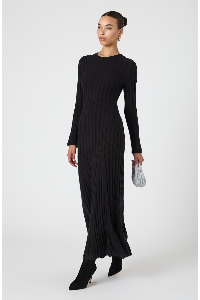 Long Sleeve Rib Maxi Sweater Dress, Alternate, color, BLACK