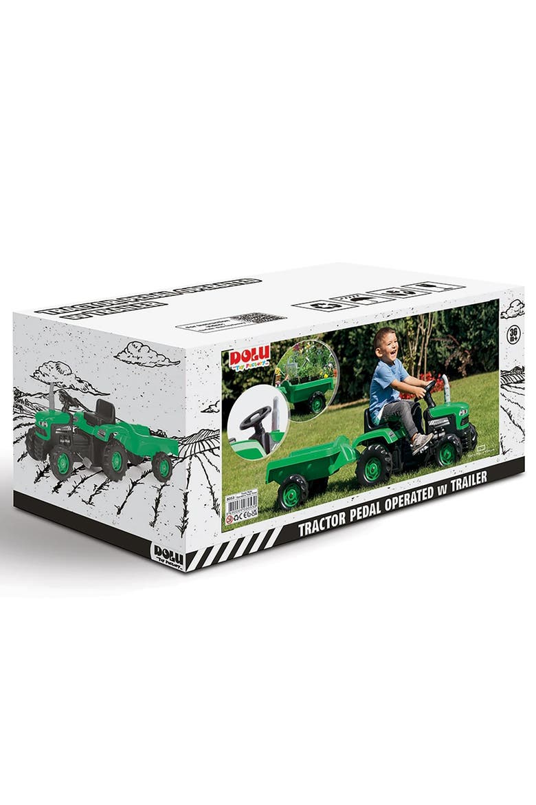 Pedal Operated Tractor W/Trailer Green Ages 3+, Alternate, color, Multicolored