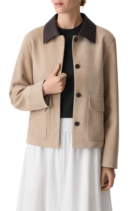 Boxy Suede & Leather Jacket