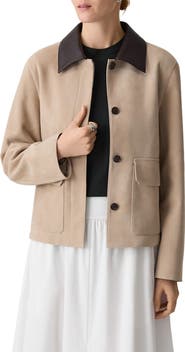 Theory Boxy Suede & Leather Jacket