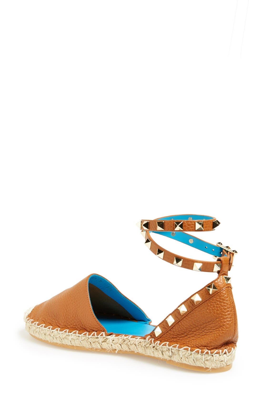 Valentino Garavani 'Rockstud' Leather Espadrille Flat, Alternate, color, 