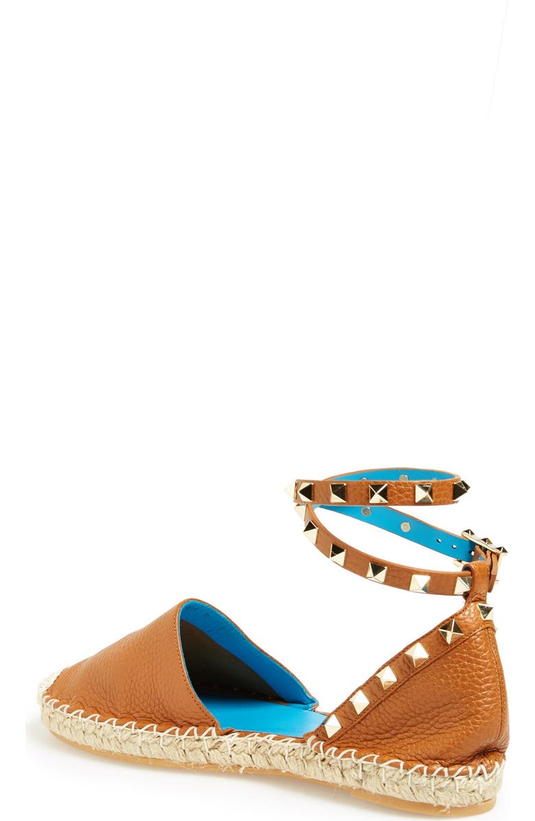 Valentino Garavani 'Rockstud' Leather Espadrille Flat, Alternate, color,