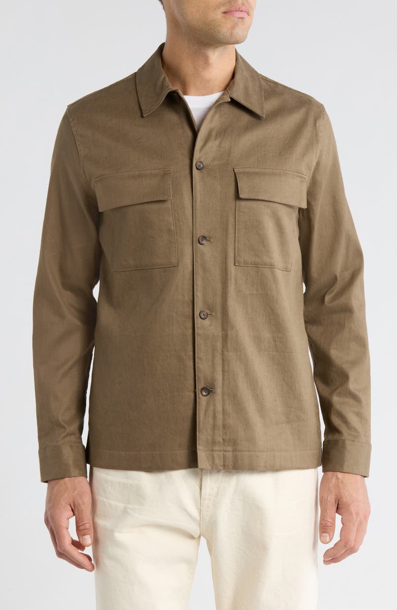 Vince Stretch Linen & Cotton Chore Coat, Alternate, color, Kalamata