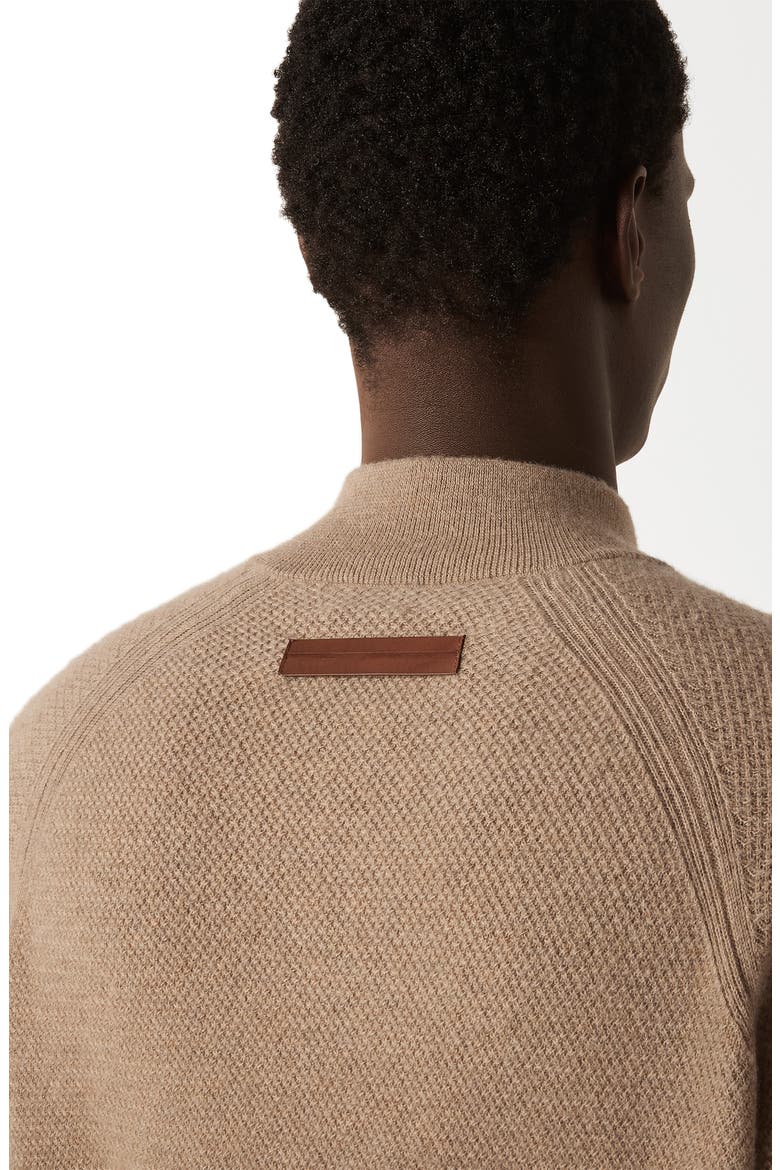 Oasi Cashmere Jacquard Quarter Zip Sweater, Alternate, color, LIGHT BEIGE
