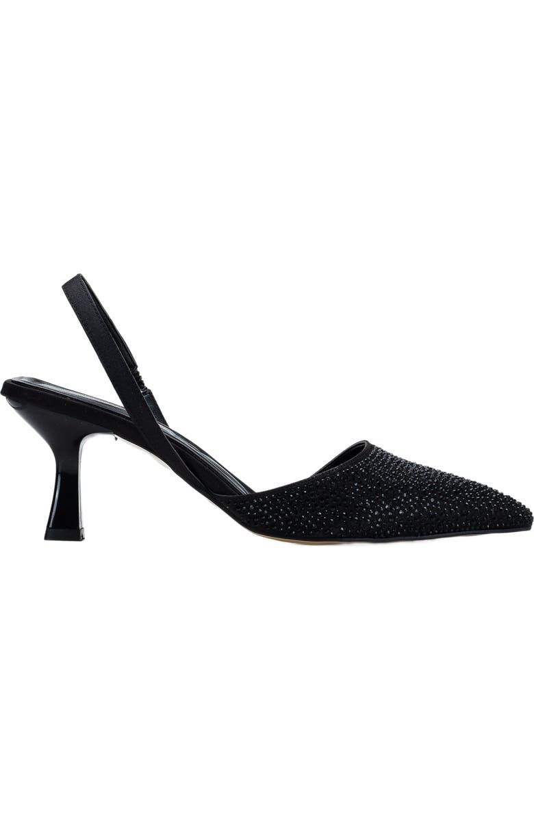 Forever & Always Shoes Rae Slingback Kitten Heel Pumps, Main, color, Black Rhinestones