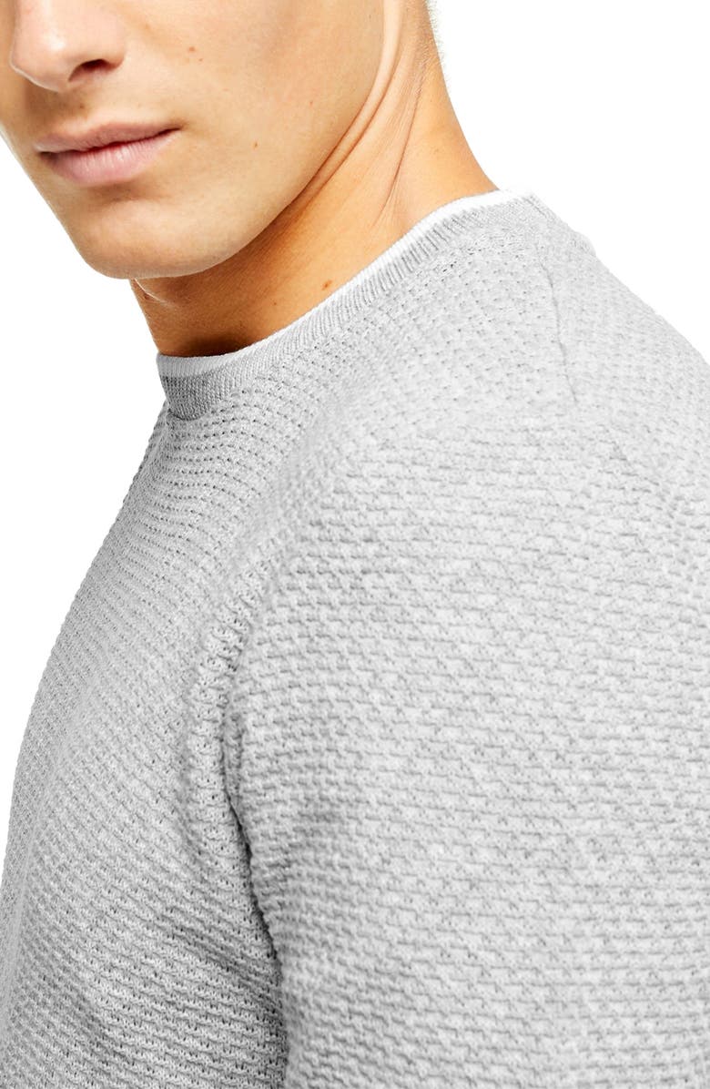 Topman Textured Short Sleeve Crewneck Sweater, Alternate, color,