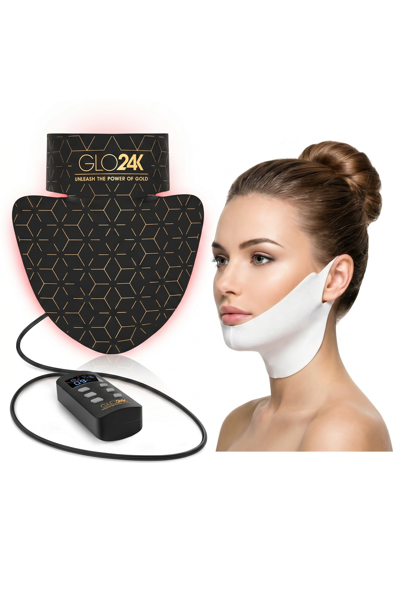 LED Neck Lift & V-Line Treatment Set, Main, color, BLACK