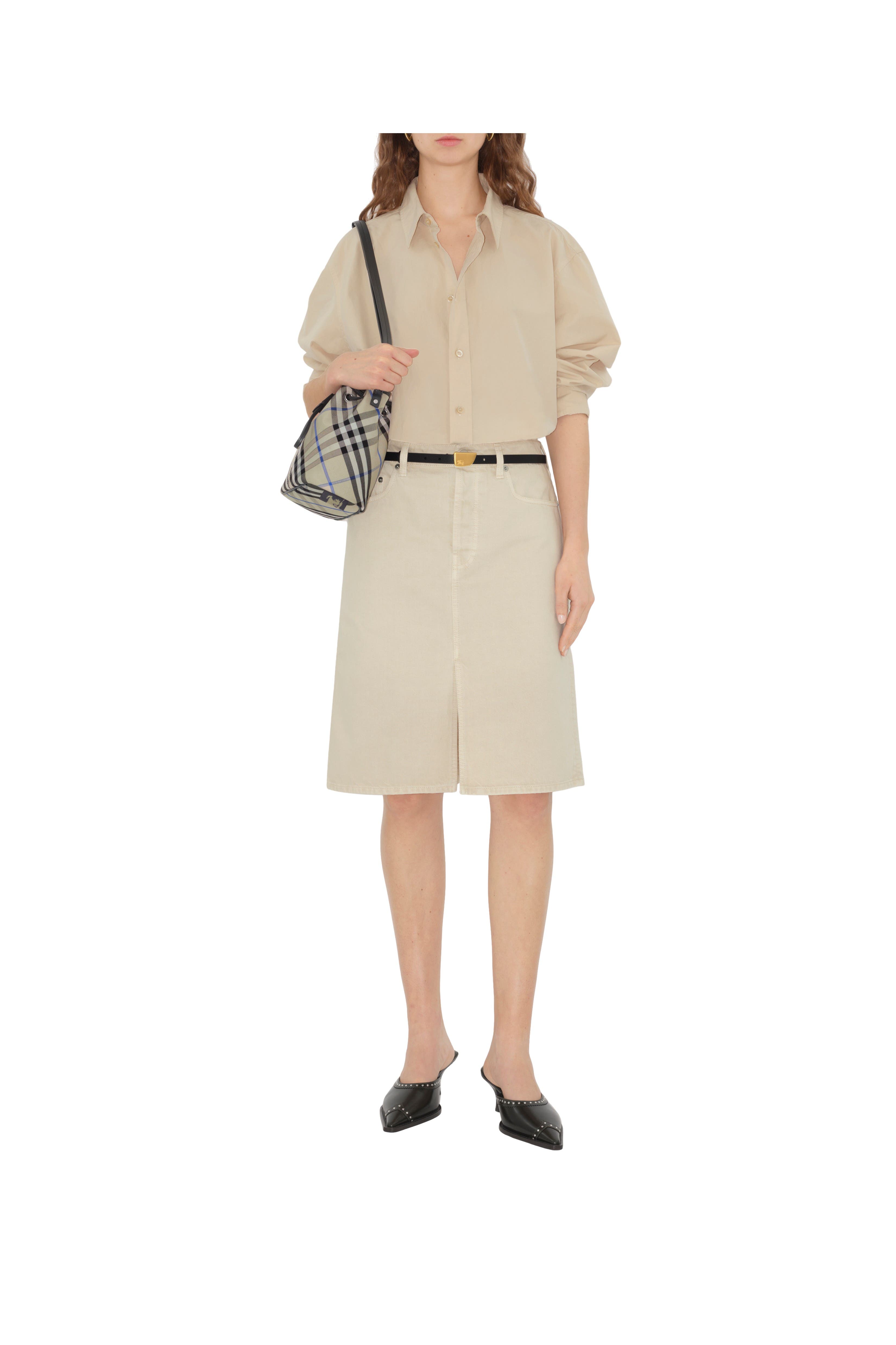 Burberry Mini Check Bucket Bag, Alternate, color, 