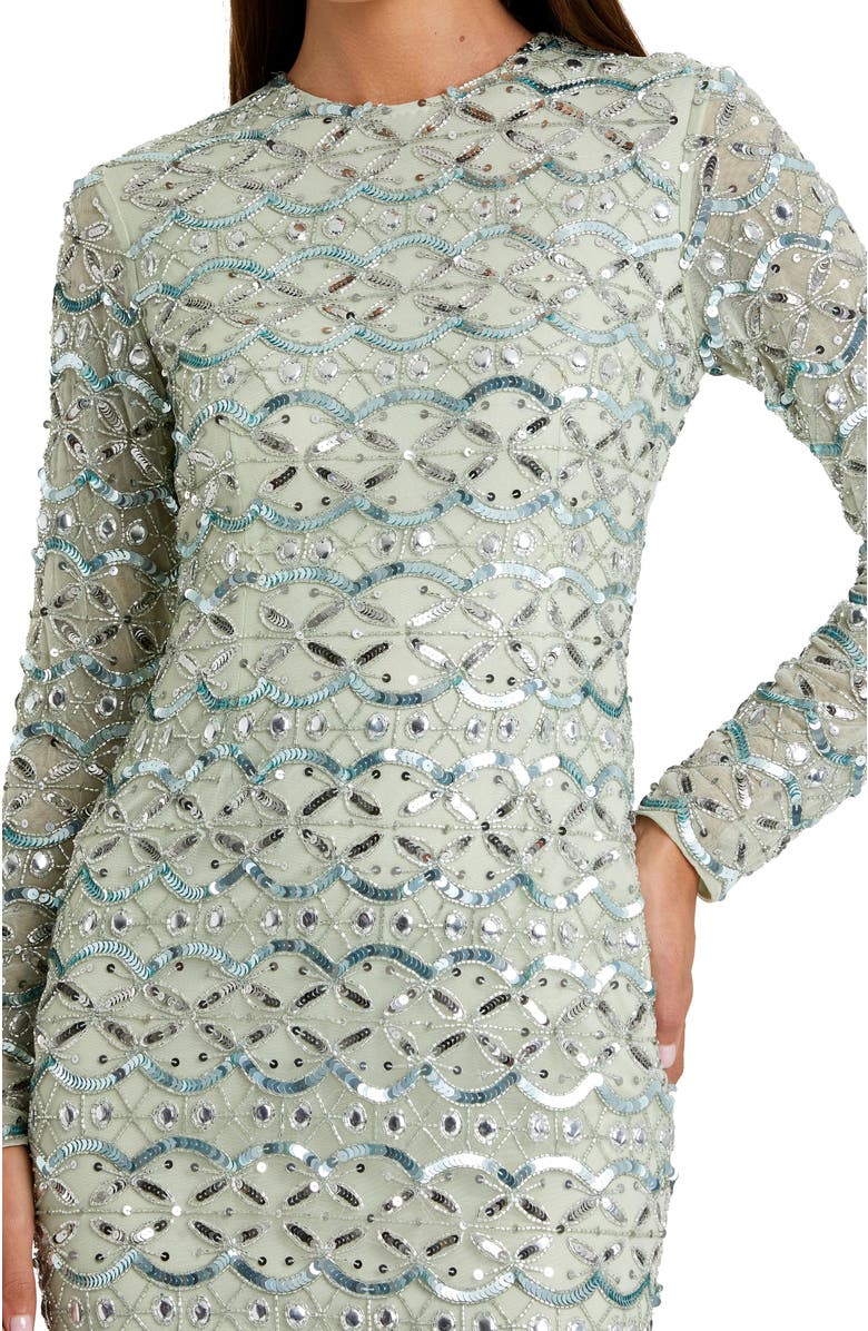 Mac Duggal Long sleeve Embellished Dress, Alternate, color, Jade