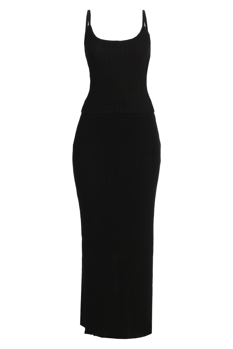 Serena Metallic Rib Knit Camisole & Skirt Set, Alternate, color, BLACK