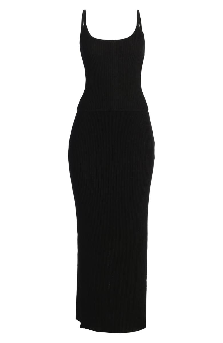 JLUXLABEL Serena Metallic Rib Knit Camisole & Skirt Set, Alternate, color, Black