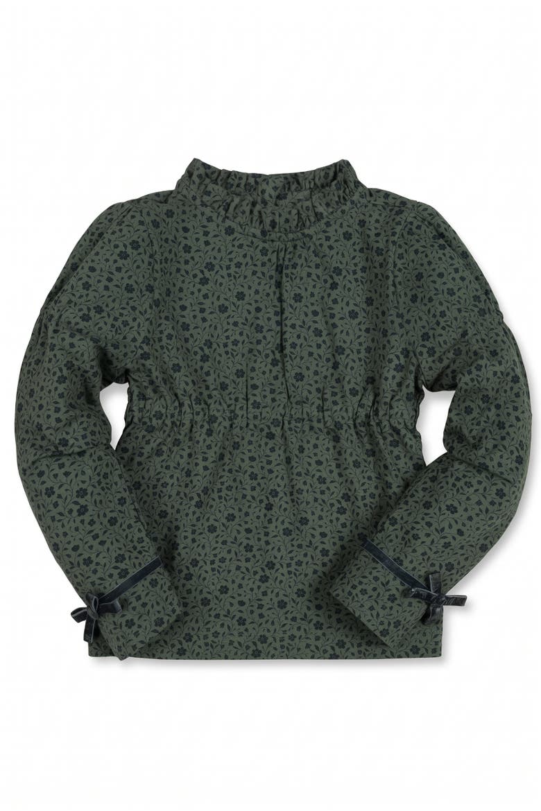 Kids' Organic Ruffle Neck Knit Top, Main, color, Timeless Green Floral