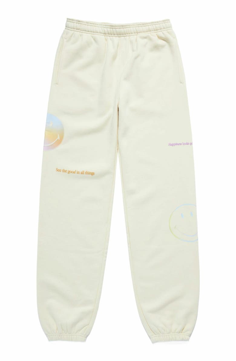 Samii Ryan | Smiley Radiate Happiness Sweatpants , Ivory , Large , 4, Alternate, color, Bone