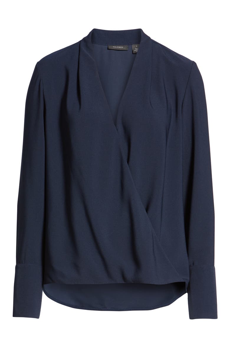 x Atlantic-Pacific Wrap Blouse, Alternate, color, NAVY BLAZER