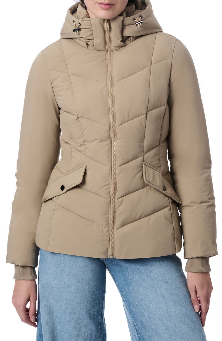 Bernardo Hooded Recycled Polyester Puffer Jacket, Main, color, Moon Rock