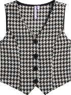 Good Luck Girl Kids' Houndstooth Check Knit Button-Up Vest