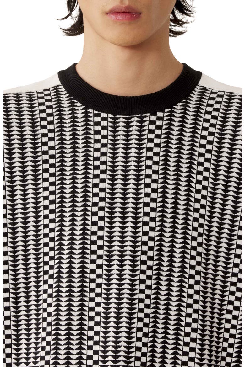 Loose-Fit T-Shirt In Silk And Cotton Jacquard, Alternate, color, Black/Ecru