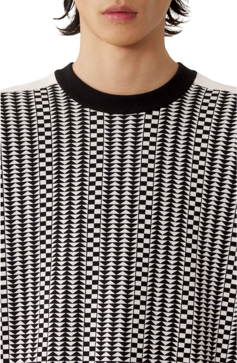 Lanvin Loose-Fit T-Shirt In Silk And Cotton Jacquard, Alternate, color, Black/Ecru