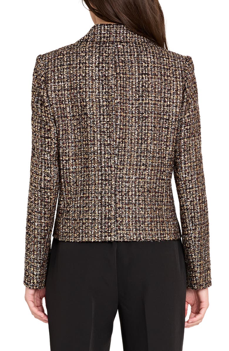 Tahari ASL Metallic Double Breasted Bouclé Crop Jacket, Alternate, color, Black Espresso