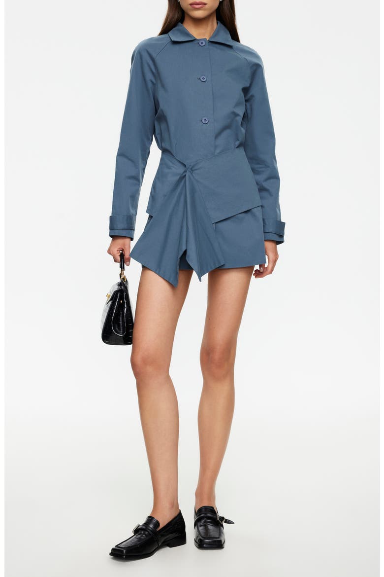 Wiseguy Long Sleeve Cotton Mini Shirtdress, Main, color, SLATE