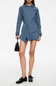 Wiseguy Long Sleeve Cotton Mini Shirtdress