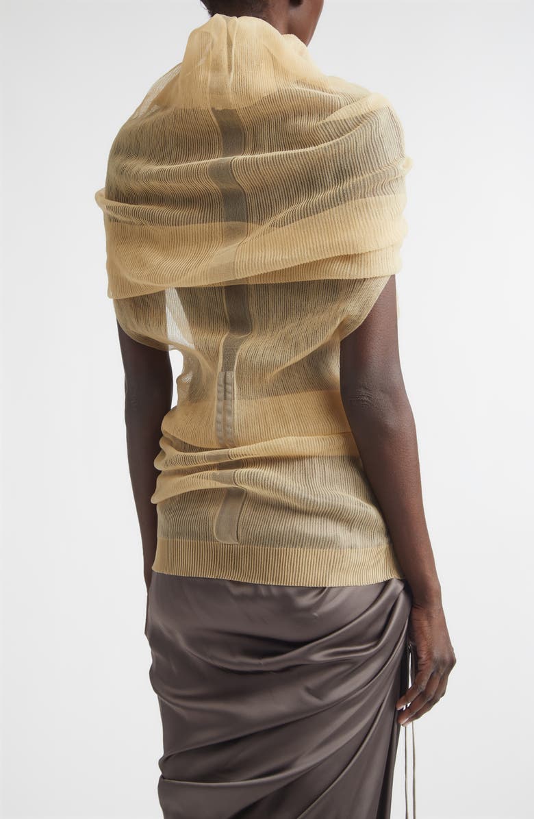 Rick Owens Transparent Ribbed Tube Top, Alternate, color, Sand
