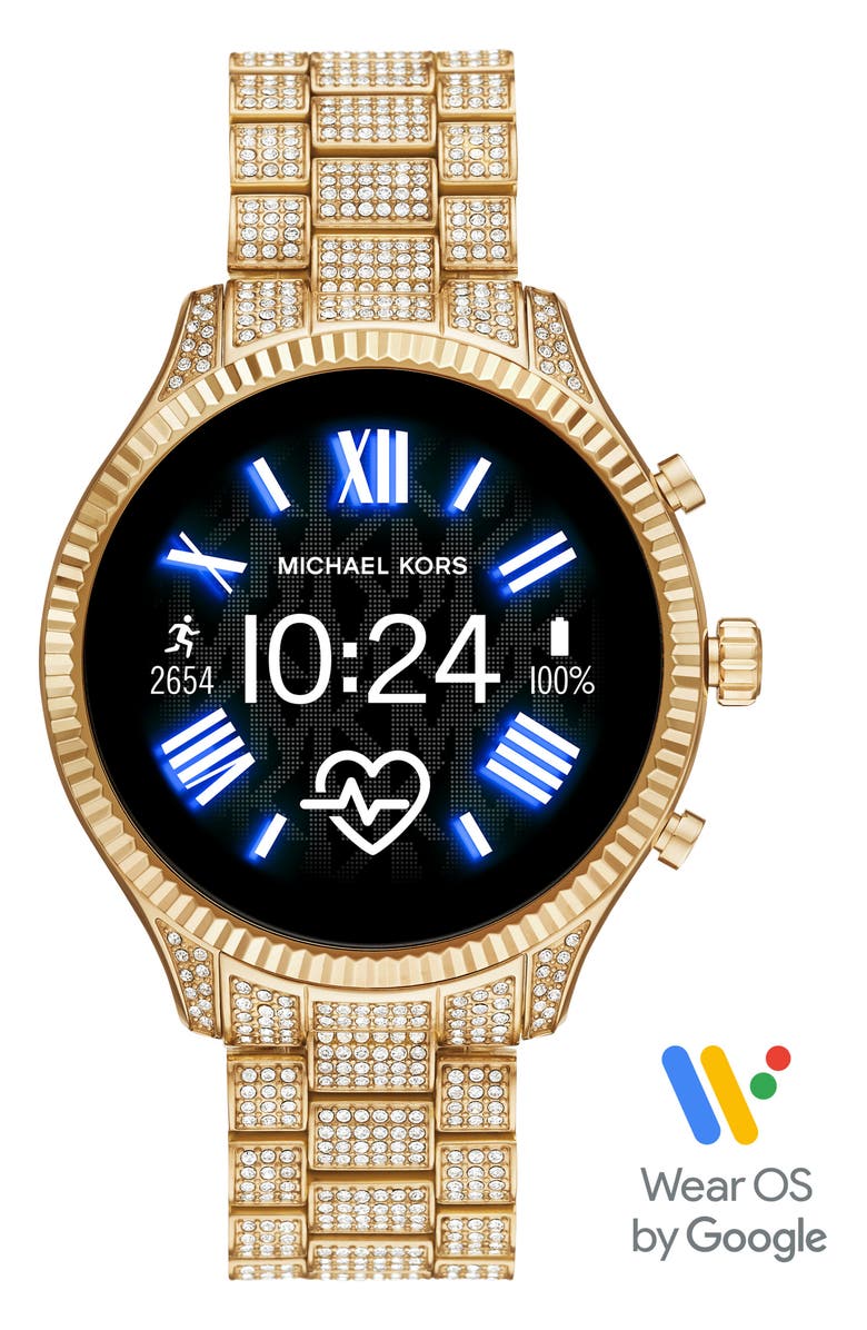 Michael Kors Access Michael Kors Gen 5 Lexington Pavé Crystal Bracelet Smart Watch, 44mm, Alternate, color,