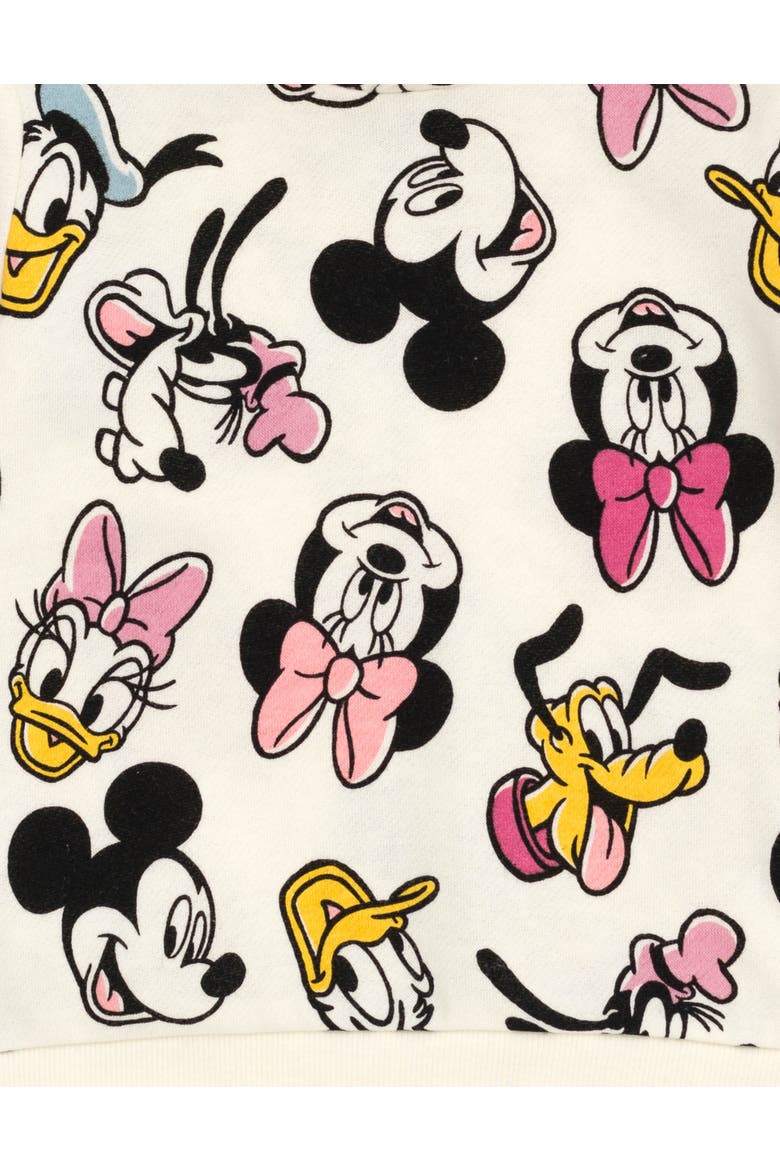 Mickey Mouse & Friends Fleece Hooded Sweatshirt, Alternate, color, Ivory Mickey Friends