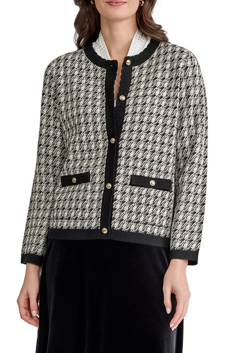 Metallic Houndstooth Button Front Cardigan, Main, color, VANL ICE MULTI