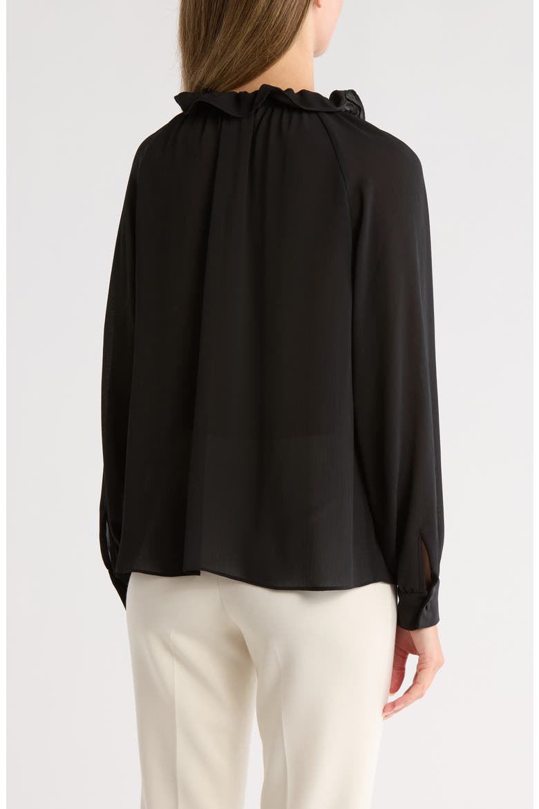Ruffle Long Sleeve Top, Alternate, color, BLACK