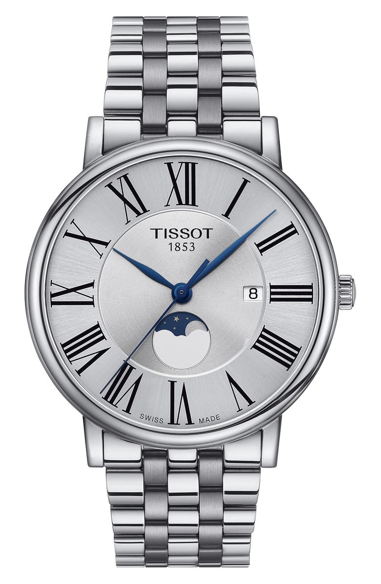 Tissot T-Classic Carson Premium Moonphase Bracelet Watch, 40mm, Main, color, 