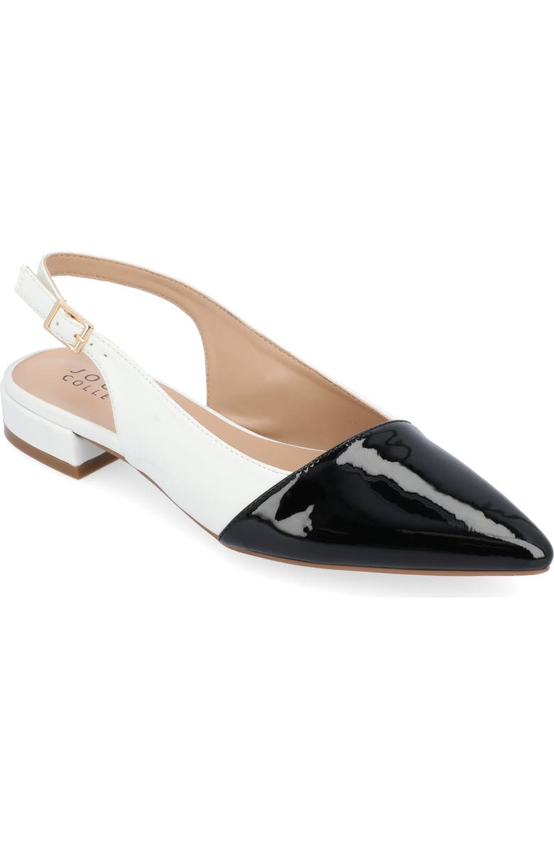 Journee Collection Bertie Slingback Flat, Main, color, White