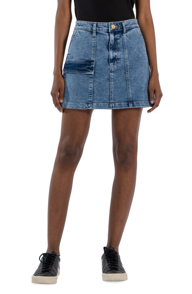 KUT from the Kloth Zoe Seamed Denim Miniskirt, Main, color, 
