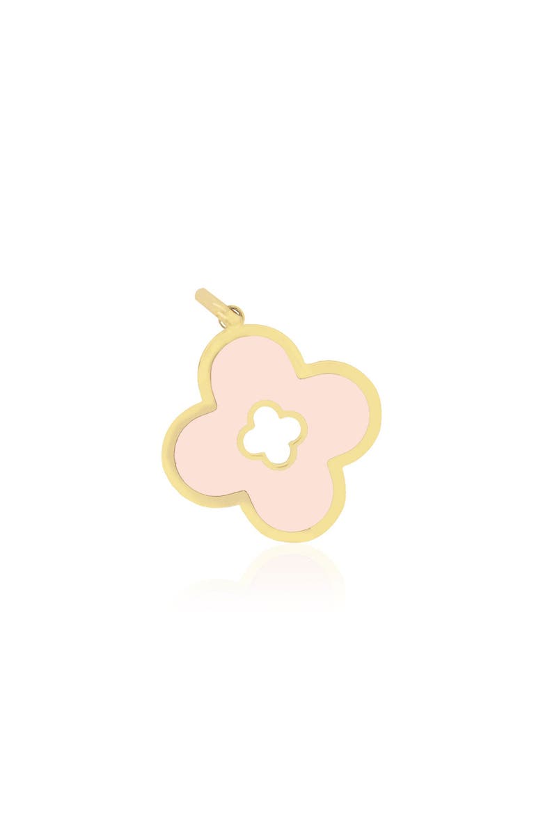 The Lovery Fine Jewelry Pink Pearl Clover Cut Out Charm, Main, color, Pink Pearl