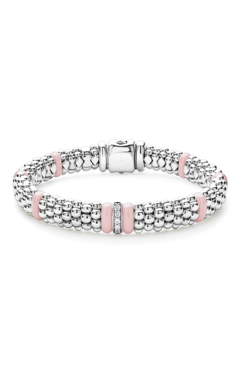 LAGOS Pink Caviar Diamond Ceramic Station Bracelet, Main, color, Pink
