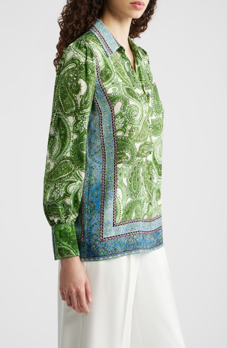 Elie Tahari The Olivia Regent Paisley Stretch Silk Button-Up Shirt, Alternate, color,