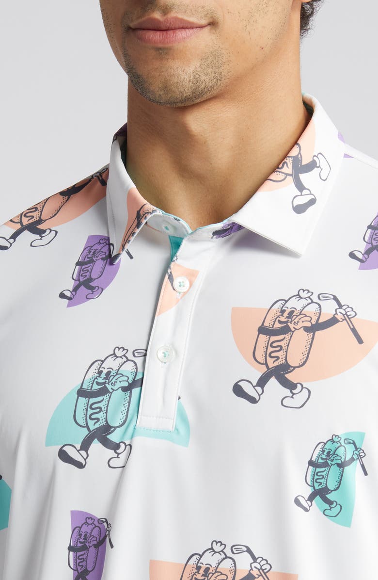 Swannies Keegan Vintage Hot Dog Print Golf Polo, Alternate, color, 