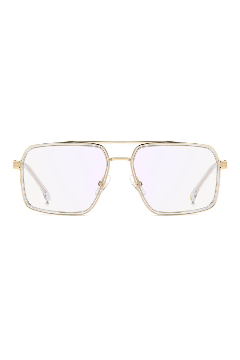 58mm Rectangular Optical Glasses, Main, color, CRYSTAL GOLD/ BLUE SP