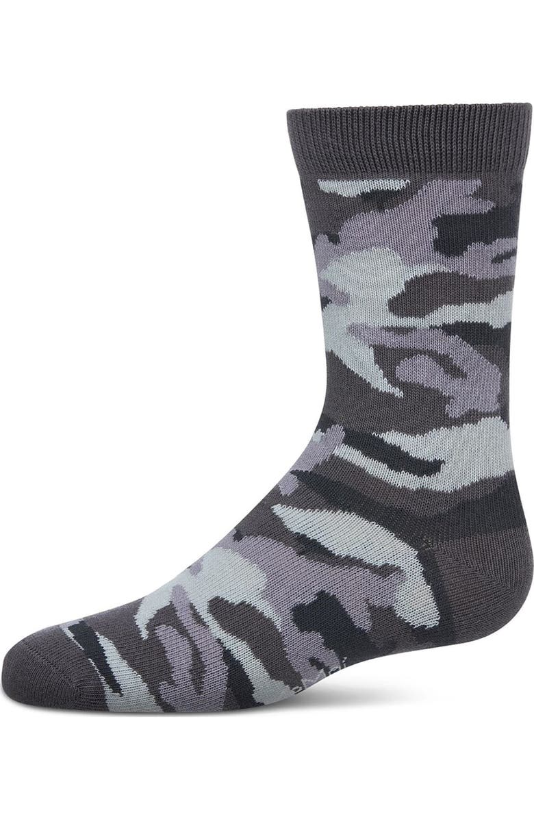 MeMoi Camouflage-Pattern Crew Socks, Main, color, Gray