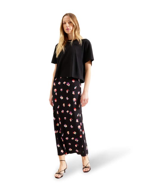 Ditsy Bias Cut Maxi Skirt