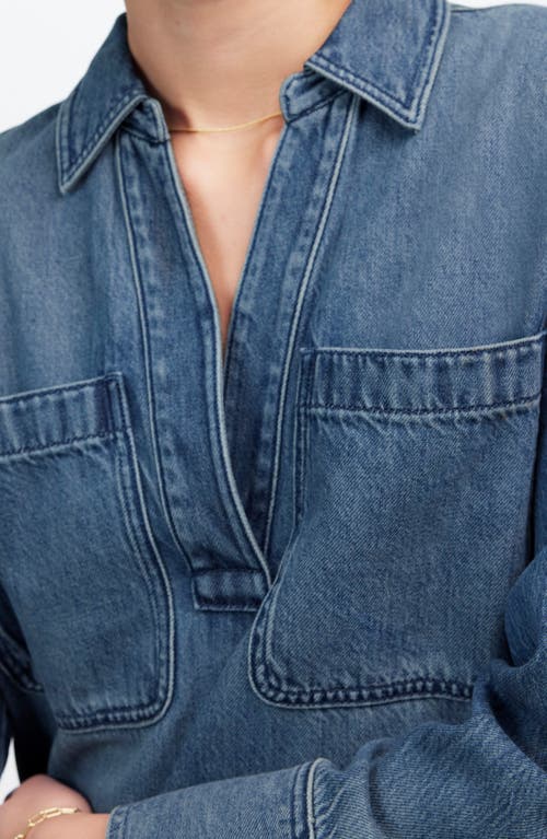 Madewell Airy Denim Edition Popover Minidress In Croswell Wash